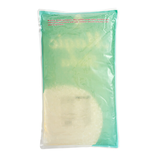A close-up of a white plastic bag of Possmei Original Magic Crystal Boba.