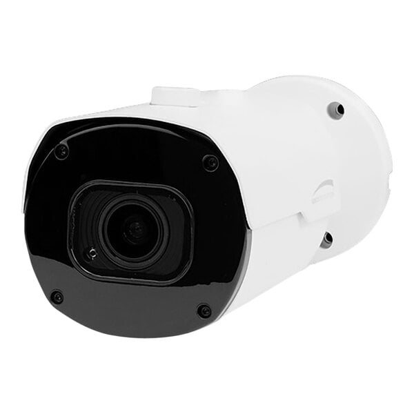 A white Speco Technologies IP bullet camera with a black motorized lens.
