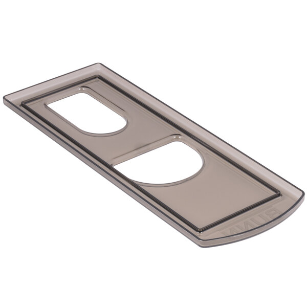 A rectangular tray with a hole in it.