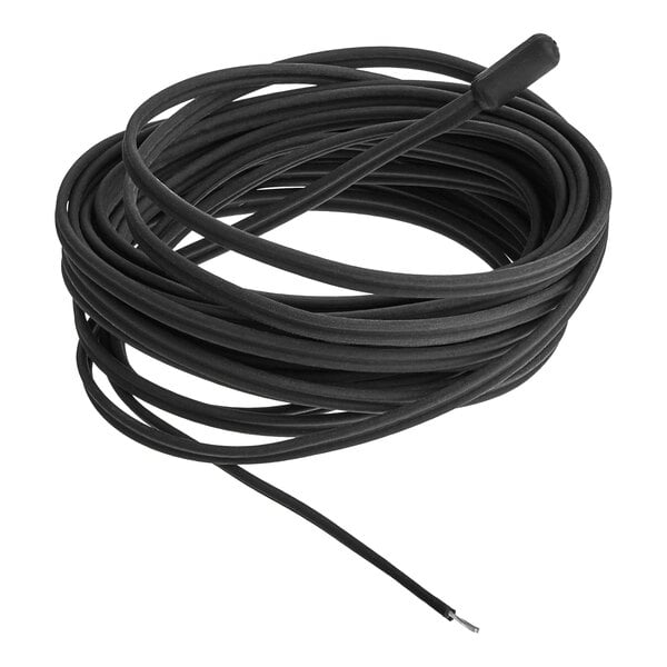 An Avantco defrost temperature probe with a black cable and a black wire with a metal tip.