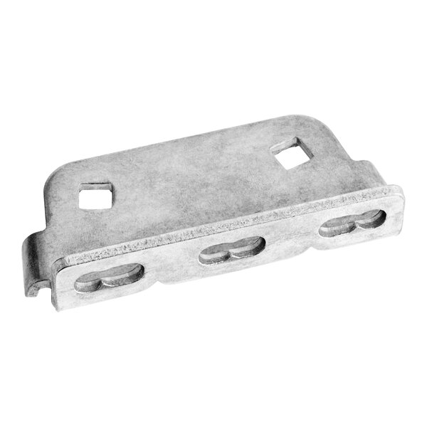 A metal top hinge bracket for Avantco refrigeration equipment.