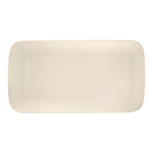 A white rectangular plate with a white border.