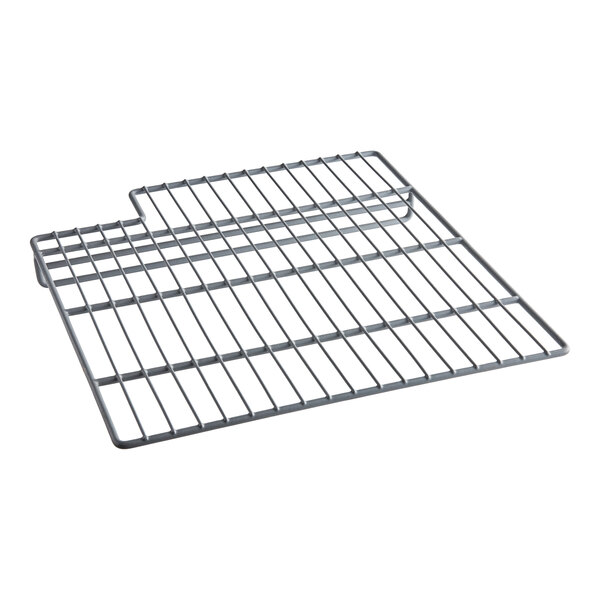 An Avantco wire shelf for a prep refrigerator with a metal grid.