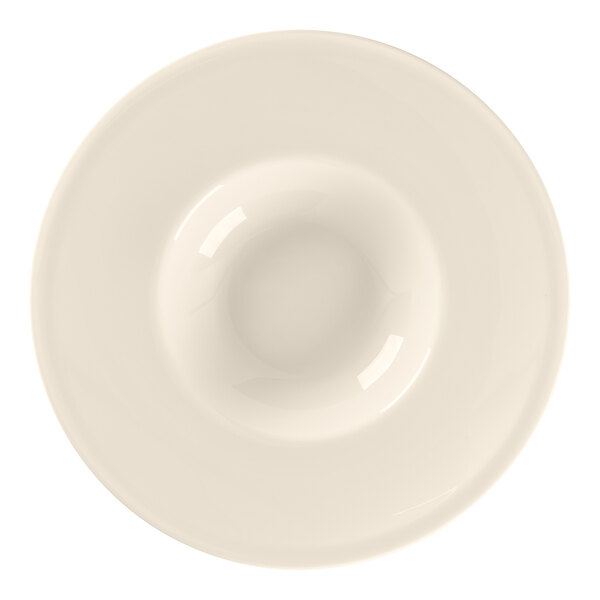 A white plate with a circular center.