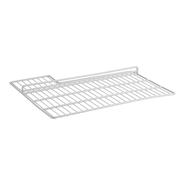 An Avantco white metal wire shelf with metal bars.