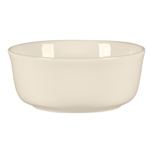 A RAK Porcelain white bone china bowl with a white rim.