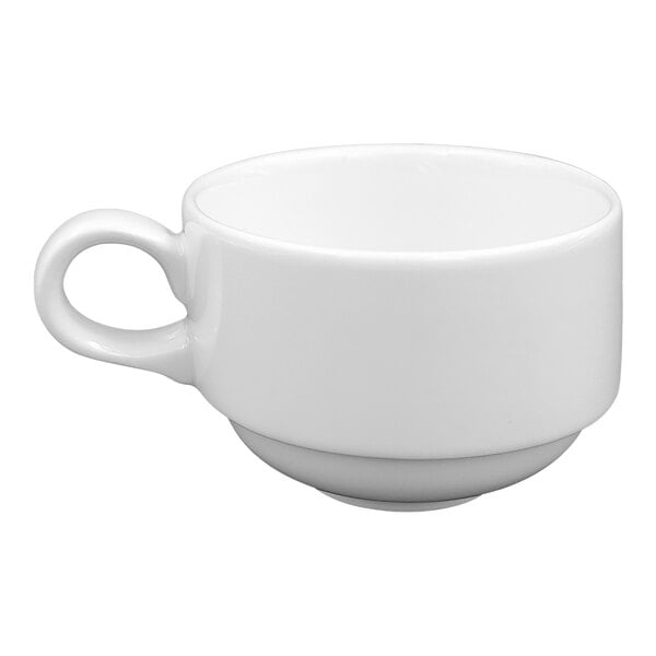 A RAK Porcelain white porcelain cup with a handle.