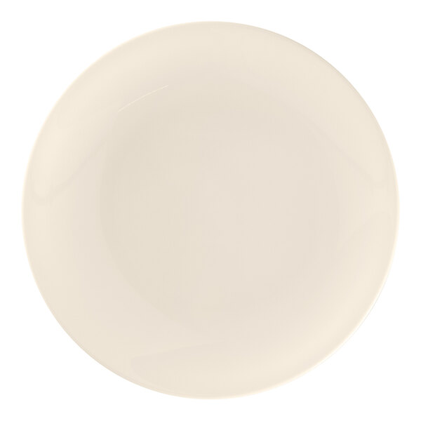 A white RAK Porcelain Bravura coupe plate with a plain edge.