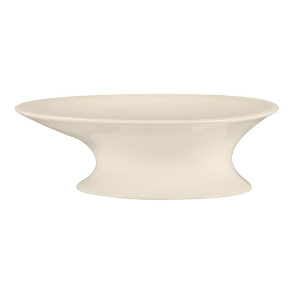 A RAK Porcelain bone china plate with a curved edge on a white background.