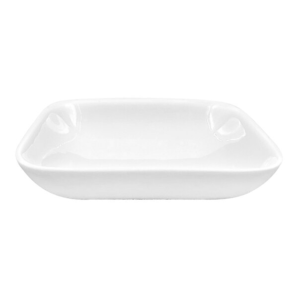 A white square RAK Porcelain dish with a lid.