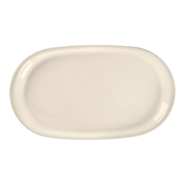 A white oval RAK Porcelain tray with a plain edge.