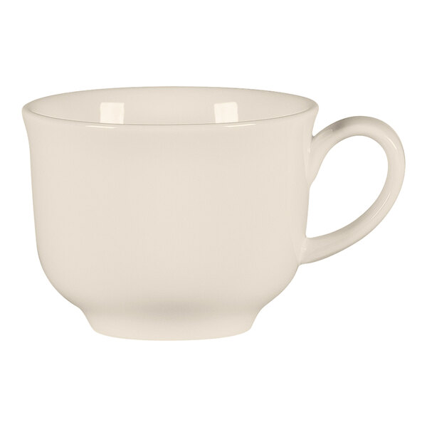 A white RAK Porcelain espresso cup with a handle.