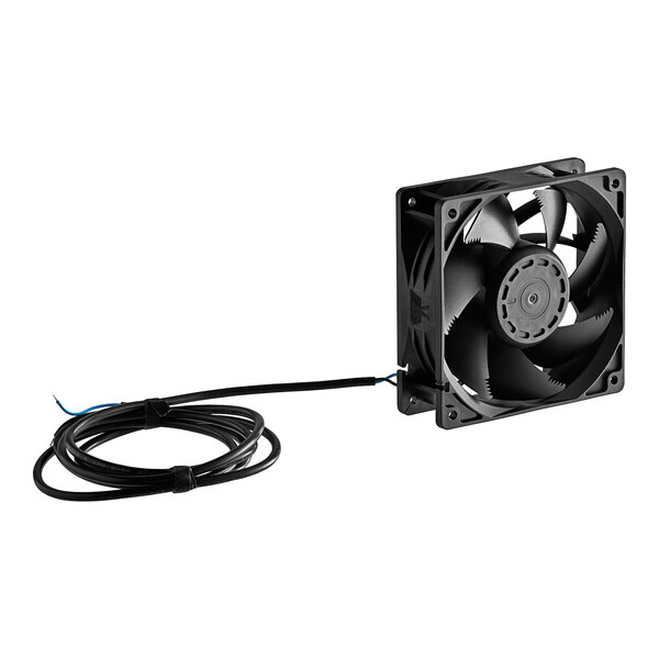 An Avantco evaporator fan motor with a wire attached.