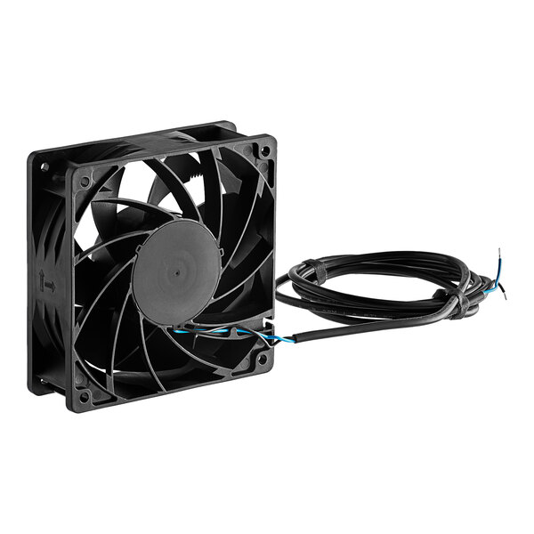 An Avantco evaporator fan motor with a wire attached.