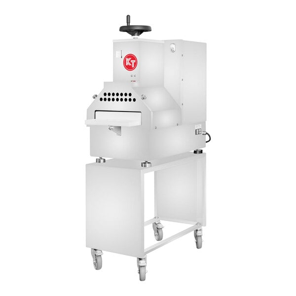 A white FLATTENER MEAT AUTO machine with a white cover and red logo.