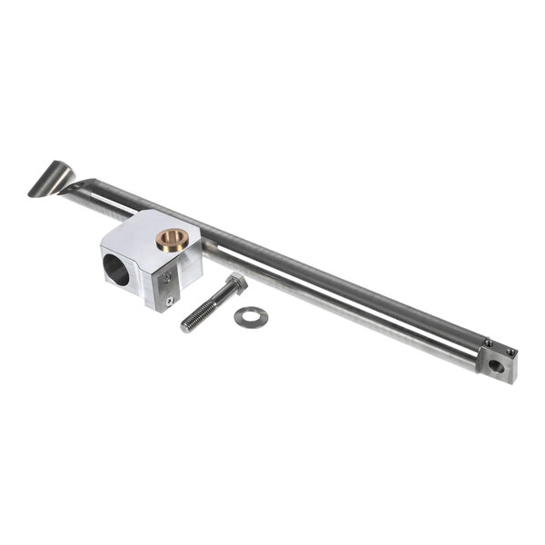 A stainless steel lift shaft and knuckle assembly with a nut and bolt.