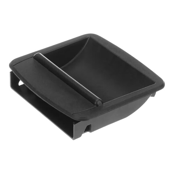 A black plastic tray with a black plastic handle.