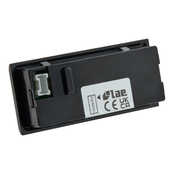 A rectangular black electronic component with a connector and a label displaying certification marks and the brand 'lae'.