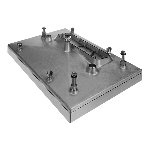 A metal Garland platen assembly with screws.