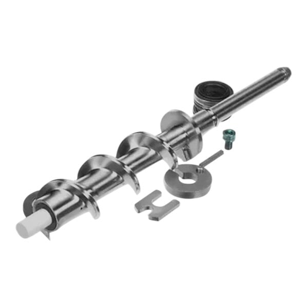 A stainless steel Follett evaporator assembly with different metal parts.