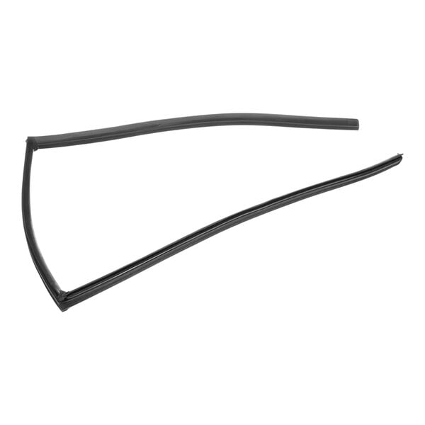 A black rubber gasket with a curved edge.