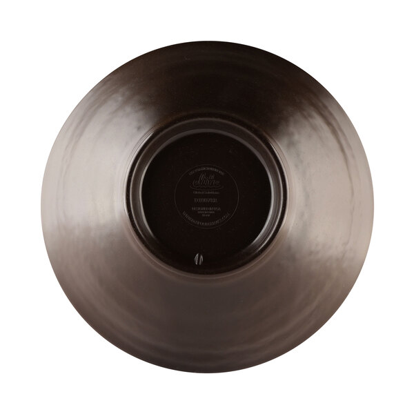 A close-up of a black Elite Global Solutions bowl with a round center.