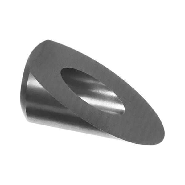 A close-up of a metal Garland / US Range shaft wedge with a hole in it.