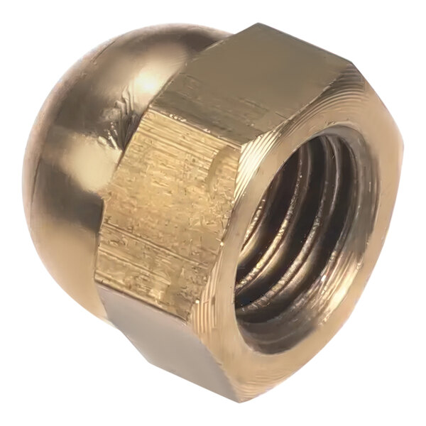 An Anfim brass centre nut with a threaded nut in the middle.