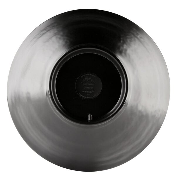 A black Elite Global Solutions Pebble Creek bowl with a round center.