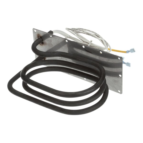 A Merrychef heater assembly with wires attached to a metal plate.