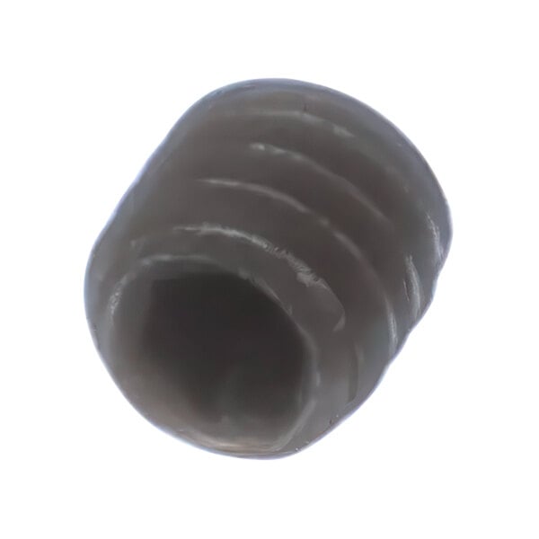 A close up of a grey flat point socket set screw.