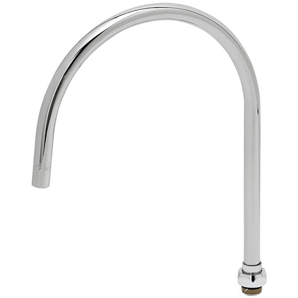 A silver curved T&S swivel gooseneck spout.