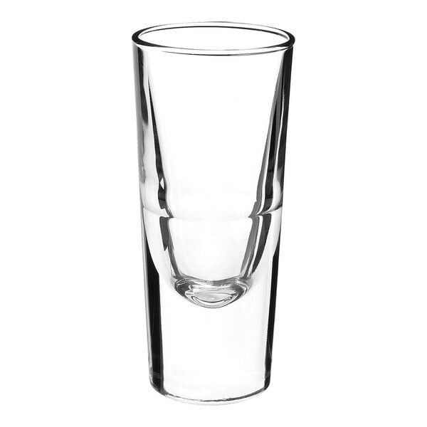 A clear Bormioli Rocco shot glass.