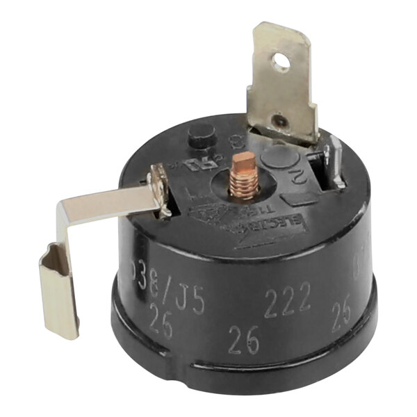 An Ice-O-Matic Yoverload Compresor with a black and silver cylinder and a round black device with a metal plate.