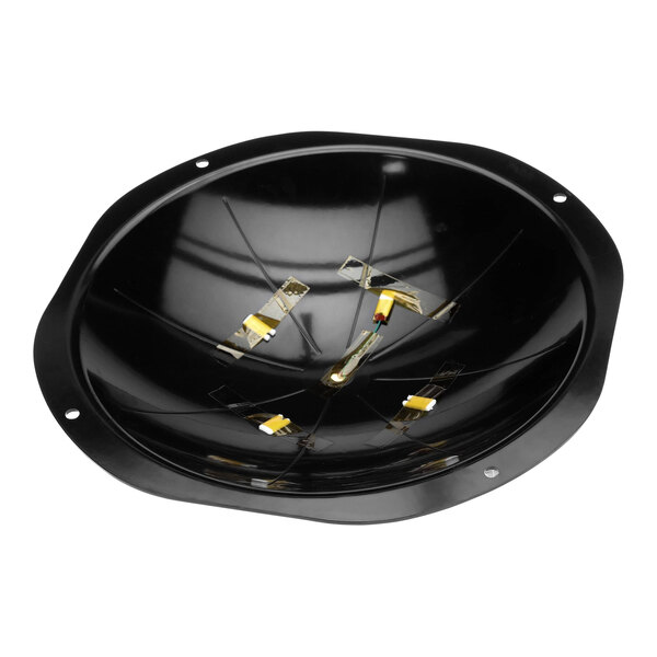 A black circular object with wires.
