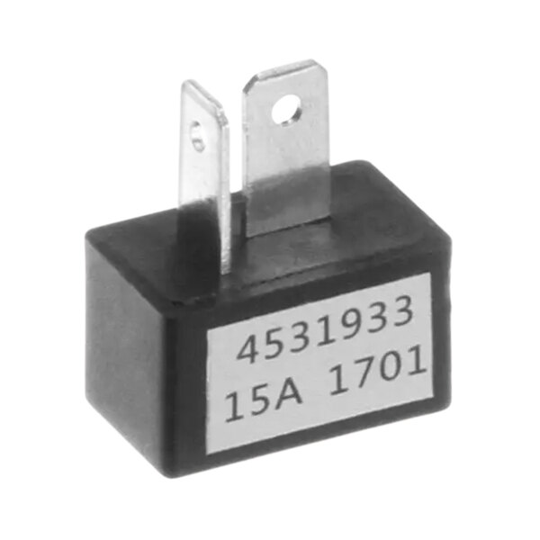 A black and white rectangular electrical device with a white label reading "15A Diode"