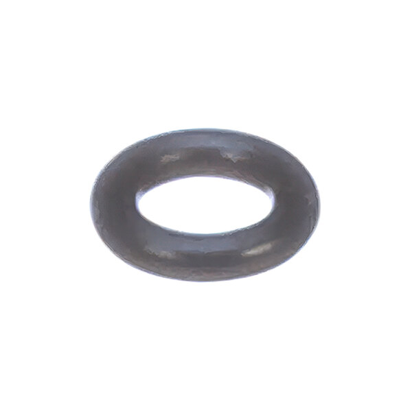 A black rubber O-ring with a white background.