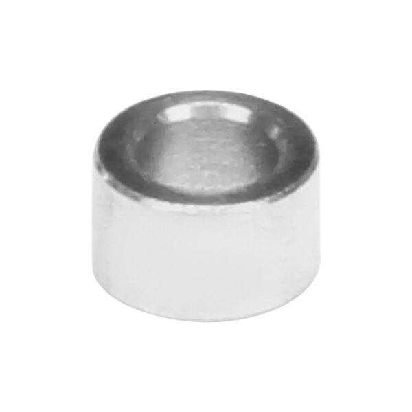 A round silver metal spacer with a round center.