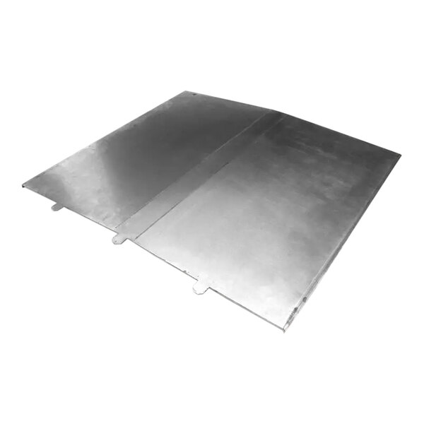 A silver metal fire plate with holes.