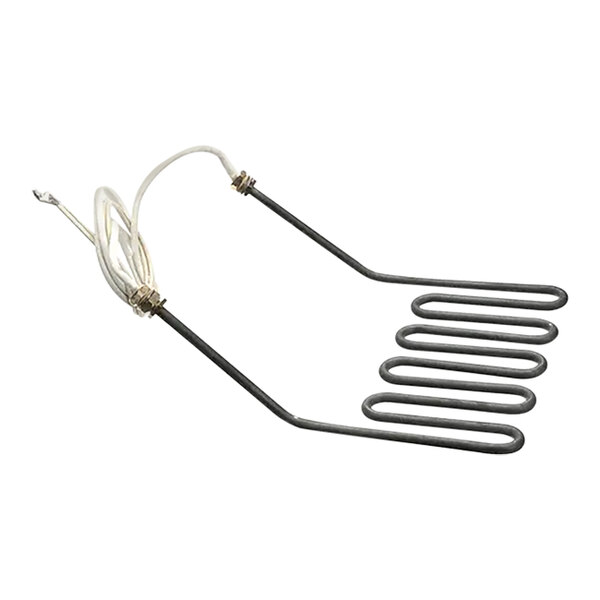 A tubular electric heater with wires.