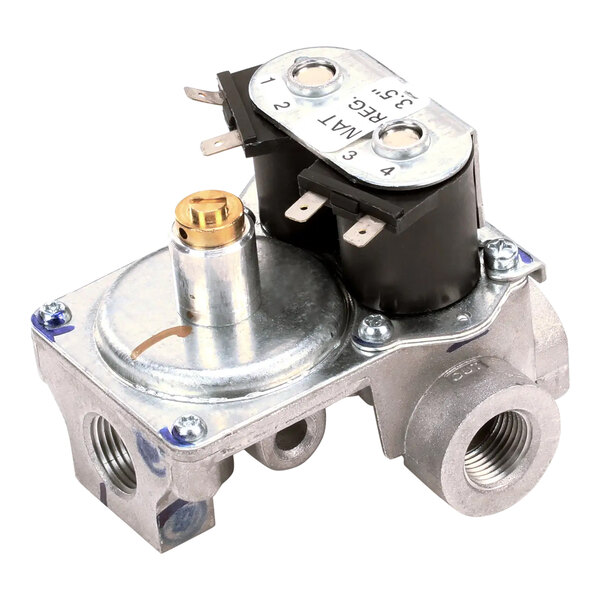 A metal device with a couple of small round metal valves.