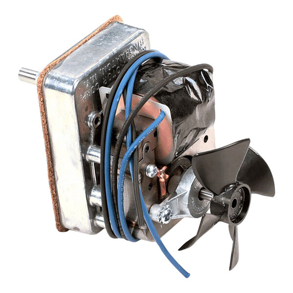 A small metal box with a Vollrath motor and a metal blade.