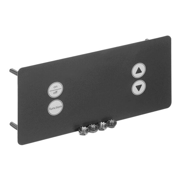 A black rectangular Vollrath control box with buttons and arrows.