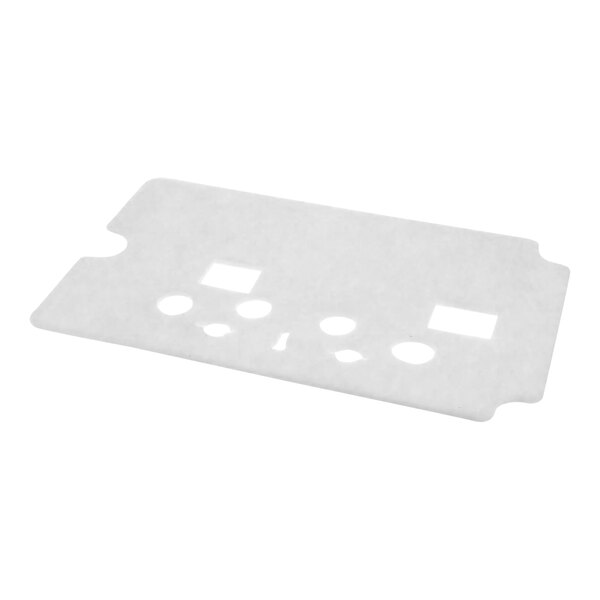 A white rectangular Garland / US Range platen insulation with holes.