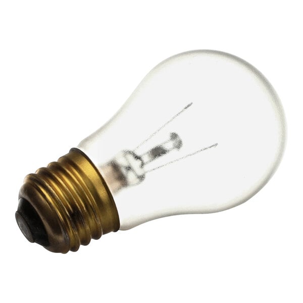 A PTFE coated Vollrath 40W 120V light bulb with a gold base.