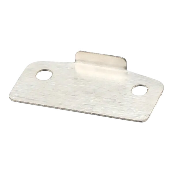 A metal bracket with two holes on it.