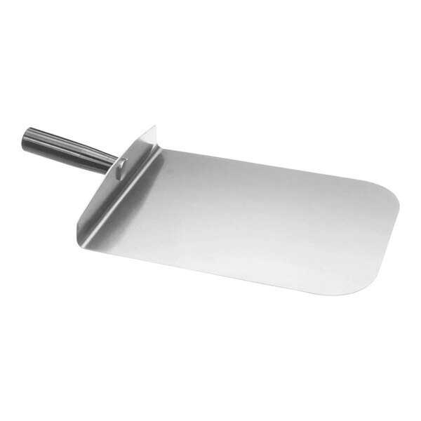 A silver rectangular Merrychef pizza paddle.