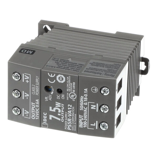 A grey Garland / US Range power supply with white text.