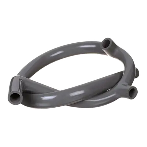 A grey flexible plastic tube with two pipes.