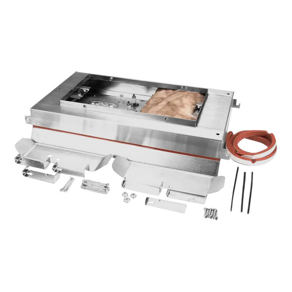 A metal box with a Garland / US Range 3 platen assembly inside.